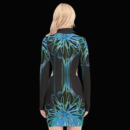 “Gothic Flora” Women's Waist Hollow Hip Dress