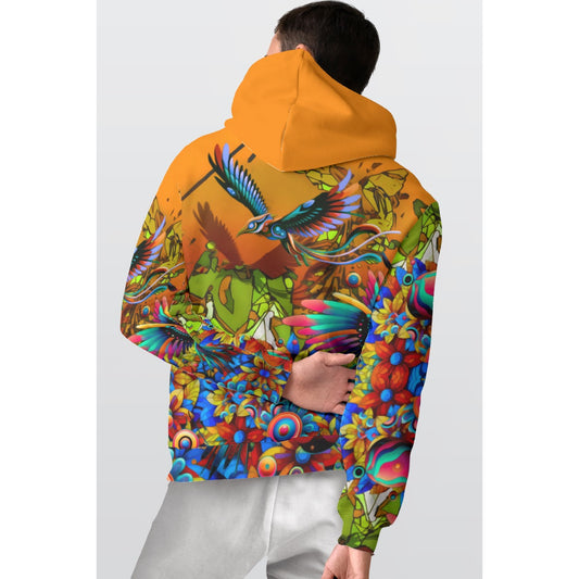 “Yellow Garden of Unseemly Delight” Men's Thicken Pullover Hoodie