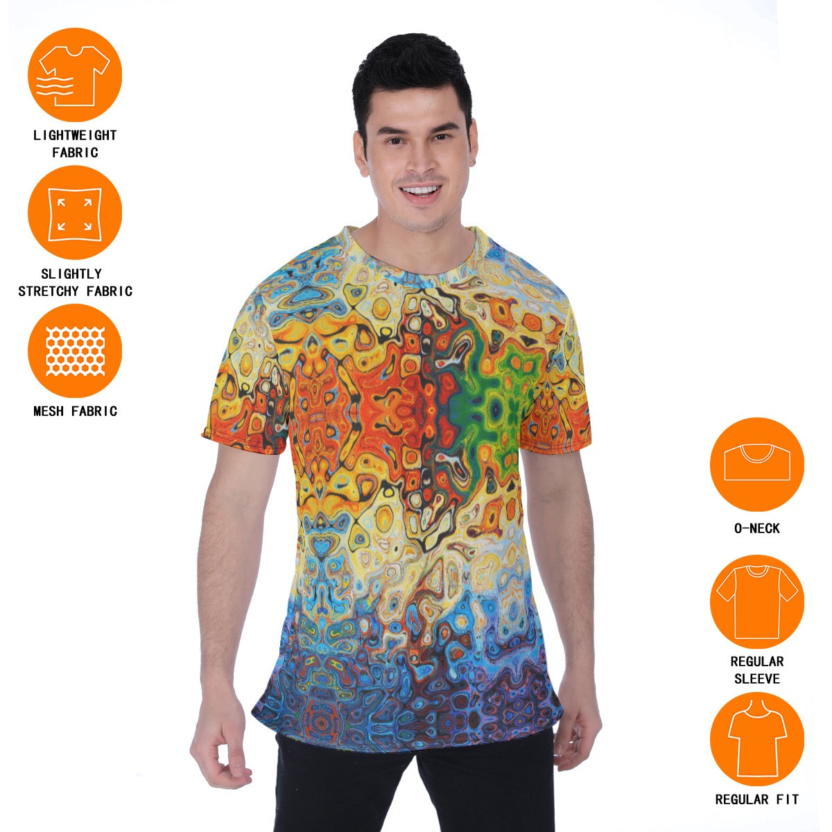 “Fluid Spectrum” Men's T-shirt | Birdseye