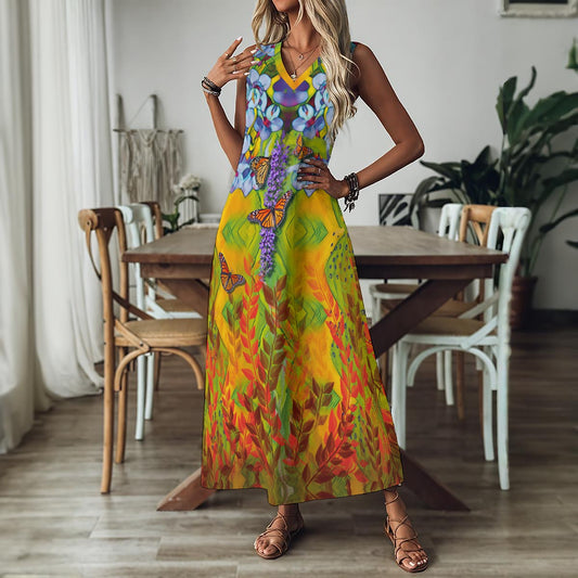 “Springtime” Women's V-Neck Long Dress
