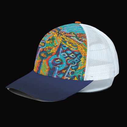 “Peregian” Unisex Trucker Hat With White Half-mesh
