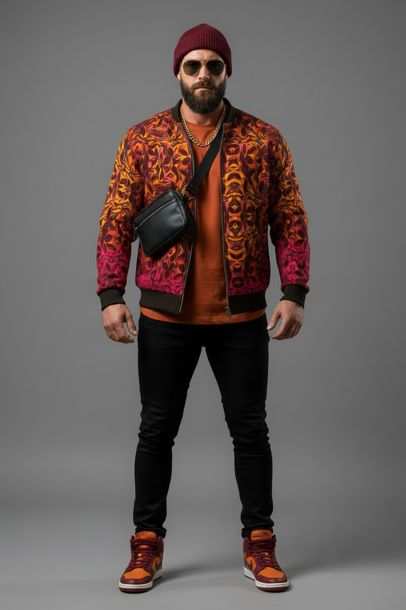 “Tribal Sunset” Men's Thick Knit Fleece Jacket