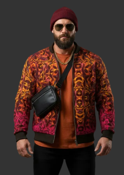 “Tribal Sunset” Men's Thick Knit Fleece Jacket