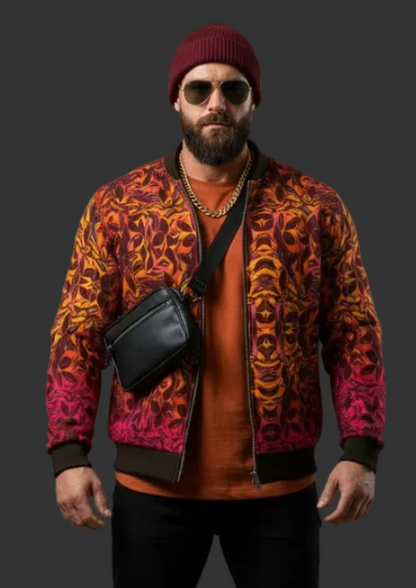 “Tribal Sunset” Men's Thick Knit Fleece Jacket