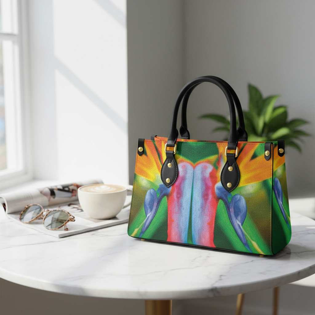 “Bird of Paradise” Women's Tote Bag With Black Handle