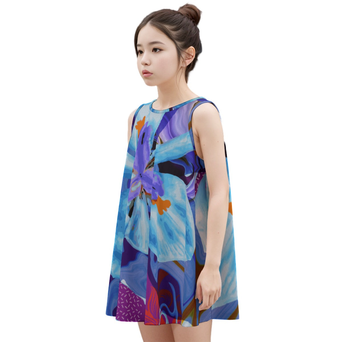 “The Blue Dietes” Kid's Sleeveless Dress | 180GSM Cotton