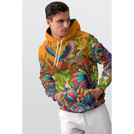 “Yellow Garden of Unseemly Delight” Men's Thicken Pullover Hoodie