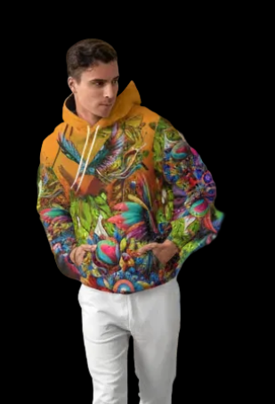 “Yellow Garden of Unseemly Delight” Men's Thicken Pullover Hoodie