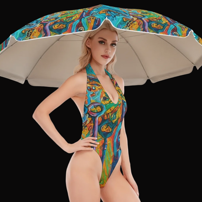 “Peregian” Women's Backless V-neck Skinny Bodysuit