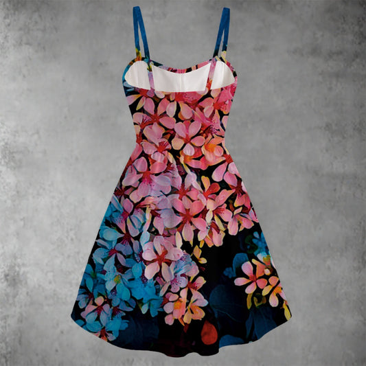“Pink India Hawthorn” Women's Spaghetti Strap Dress