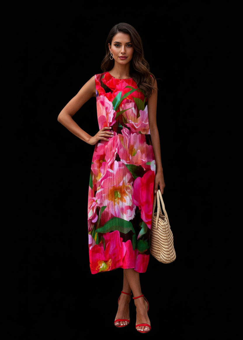“Summer Blush” Women's Sleeveless Dress|125GSM Slub Cotton