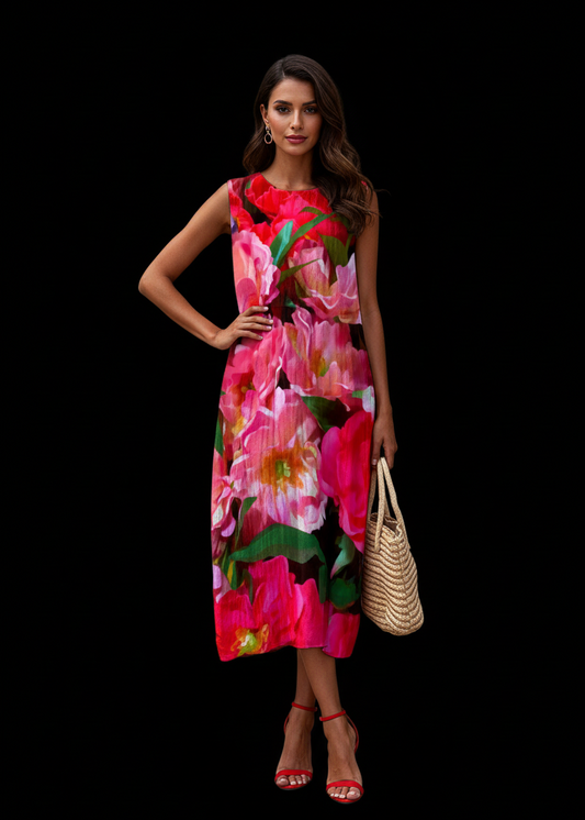 “Summer Blush” Women's Sleeveless Dress|125GSM Slub Cotton