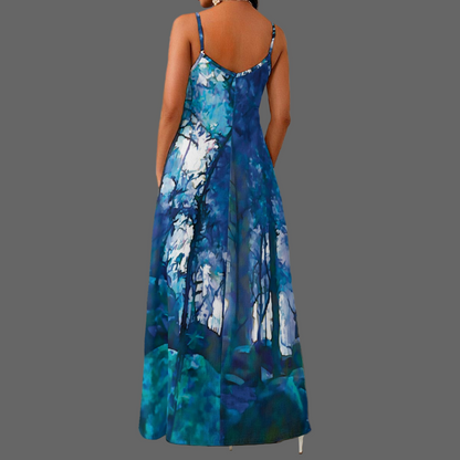“Blue Forest“ Women's Elegant V-Neck Maxi Dress