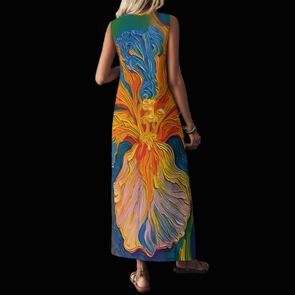 “Iris” Women's V-Neck Long Dress