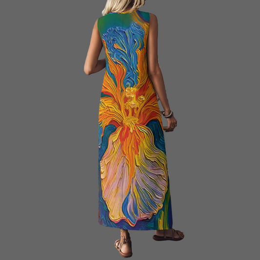 “Iris” Women's V-Neck Long Dress