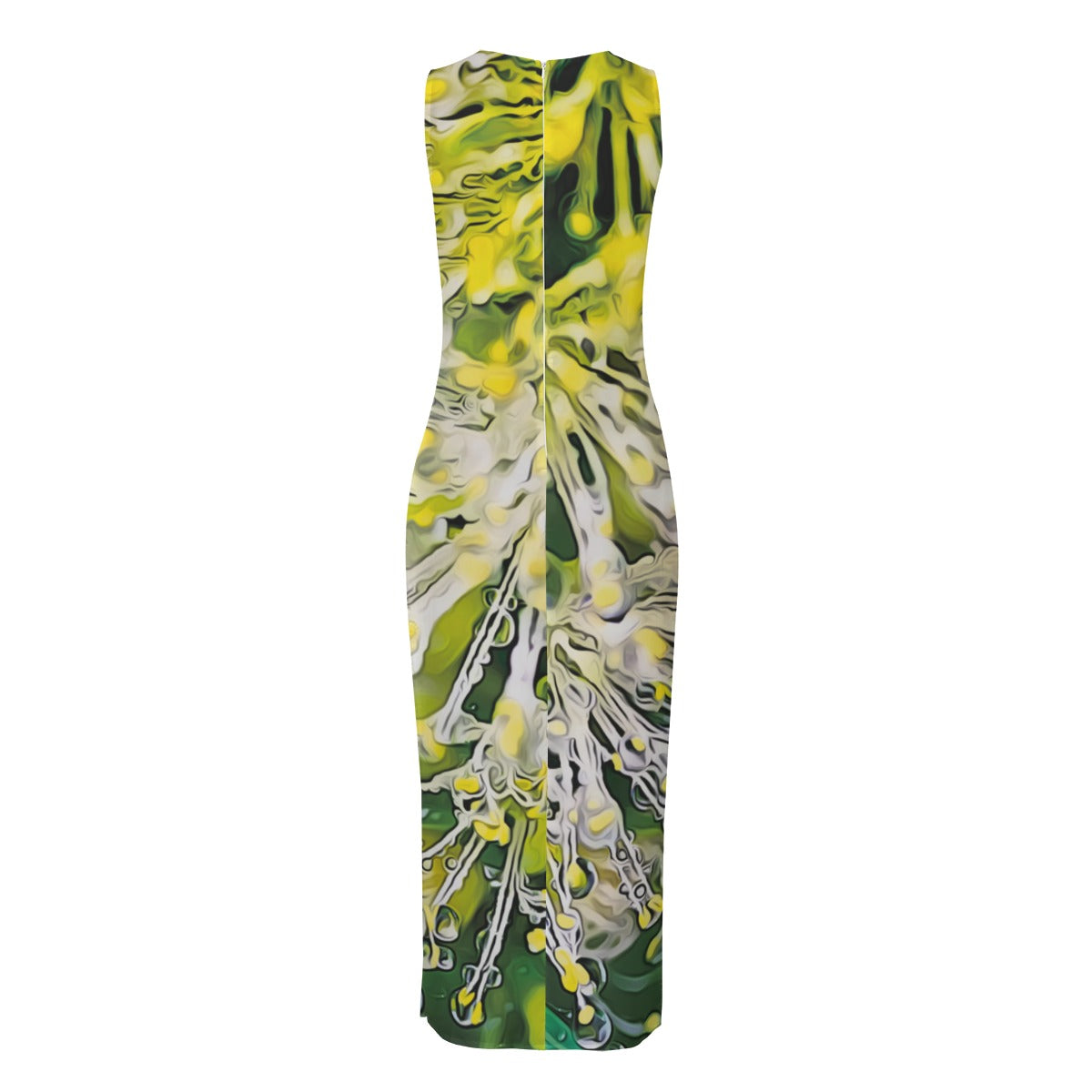 “White Bottlebrush”  Women's Beach Perspective Chiffon Sleeveless Dress