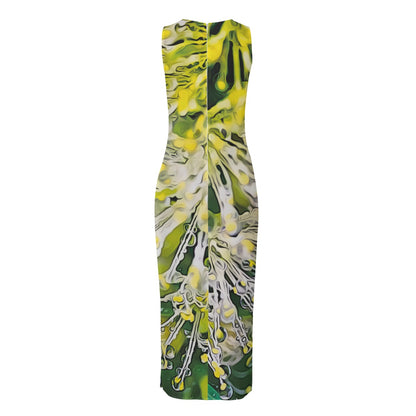 “White Bottlebrush”  Women's Beach Perspective Chiffon Sleeveless Dress