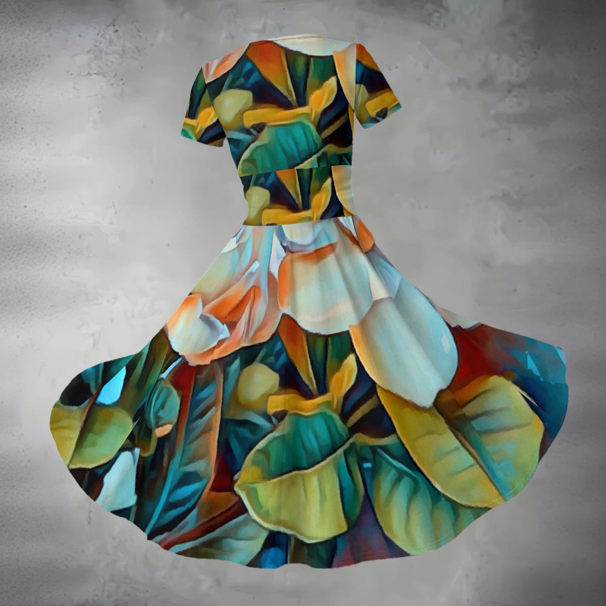 “Gardenia” Women's Short Sleeve V Neck Midi Dress