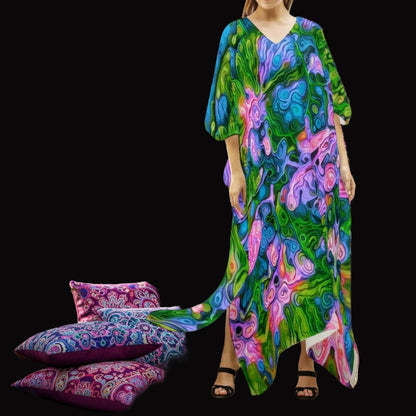 “Wonderweave” Women's Imitation Silk V-neck Kaftan Robe