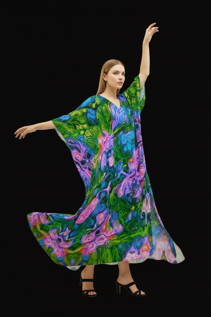 “Wonderweave” Women's Imitation Silk V-neck Kaftan Robe