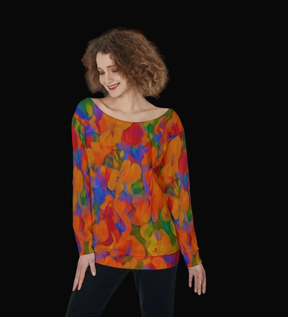 “Colour Garden” Women's Off-Shoulder Sweatshirt