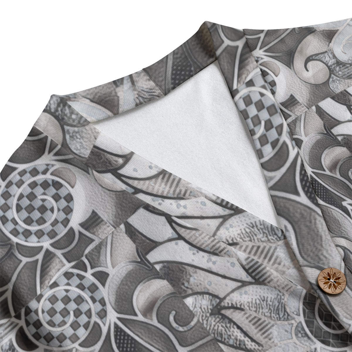 “Verdant Tapestry-Grey” Unisex V-neck Knitted Fleece Cardigan With Button Closure