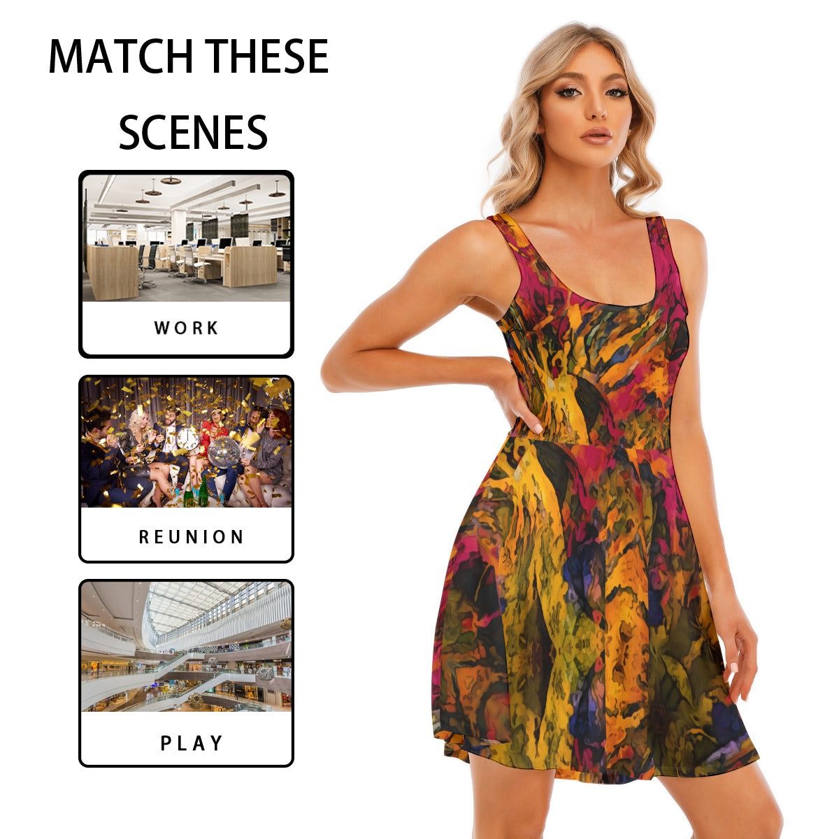 “Golden Flux”  Women's Tank Vest Dress