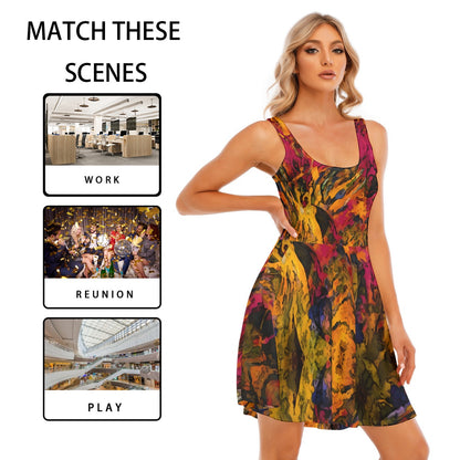 “Golden Flux”  Women's Tank Vest Dress