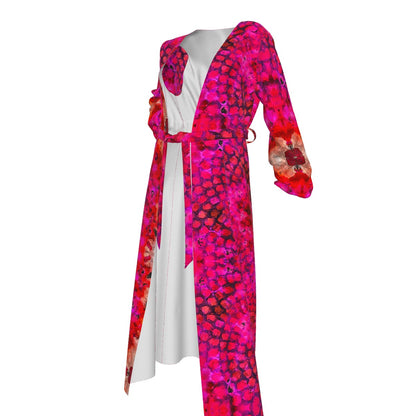 “Fuchsia Blast” Women's Lace-up Chiffon Robe