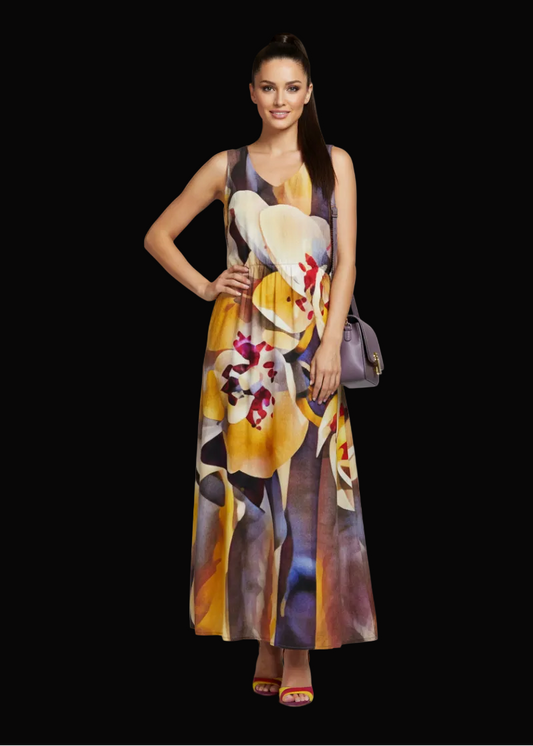 “Moth Orchid“  Sleeveless Maxi Dress
