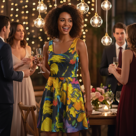 “Springtime Impasto II” Print Women's Tank Vest Dress