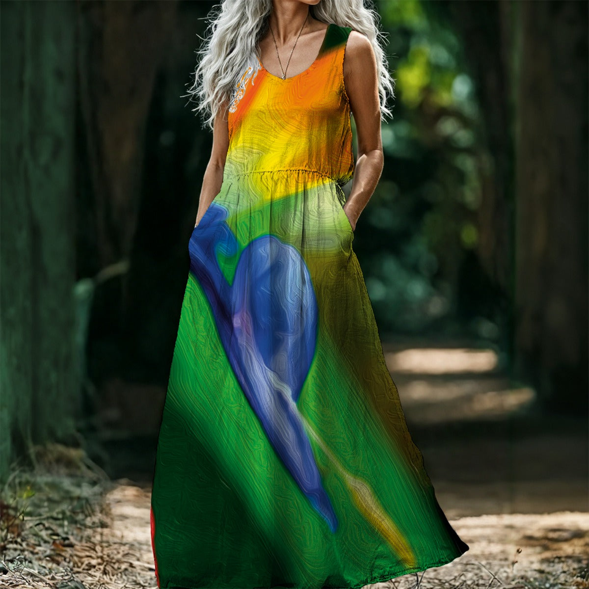 “Bird of Paradise” Women's Sleeveless Maxi Dress