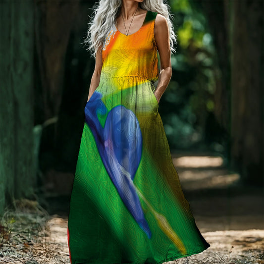 “Bird of Paradise” Women's Sleeveless Maxi Dress