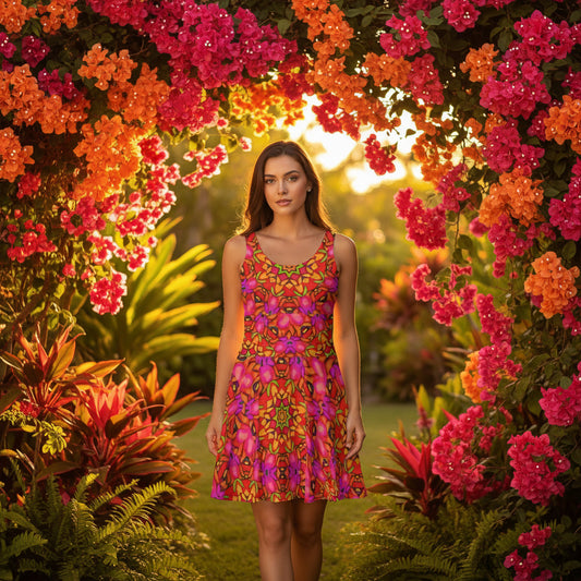 “Prismatic Petals” Women's Sleeveless Dress