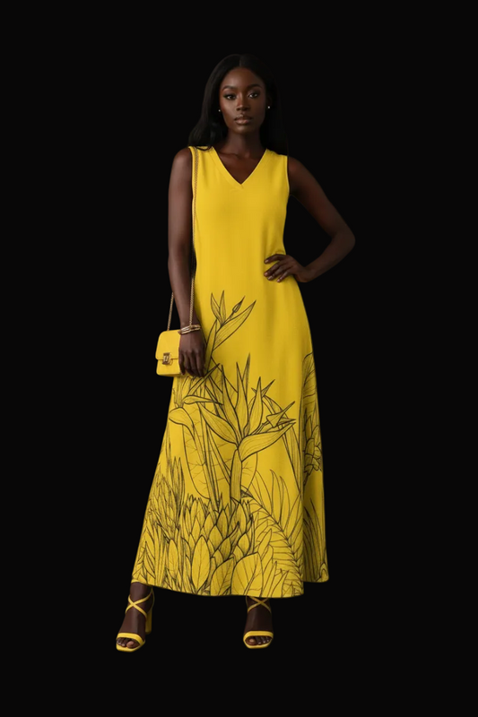 “Oscar” Women's V-Neck Long Dress