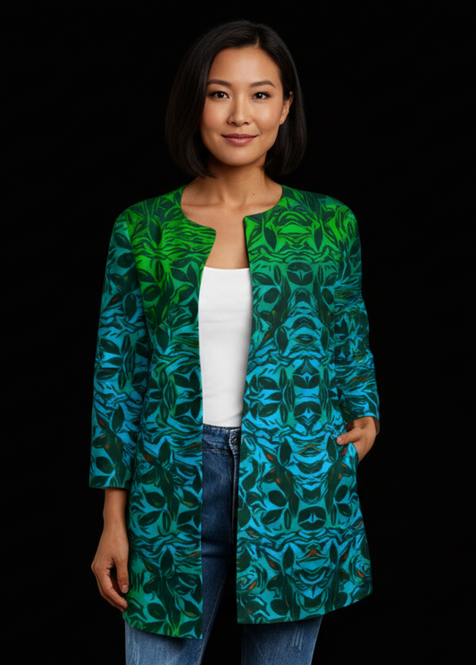 “Tribal Oceanic” Women's Faux Sweater Cardigan