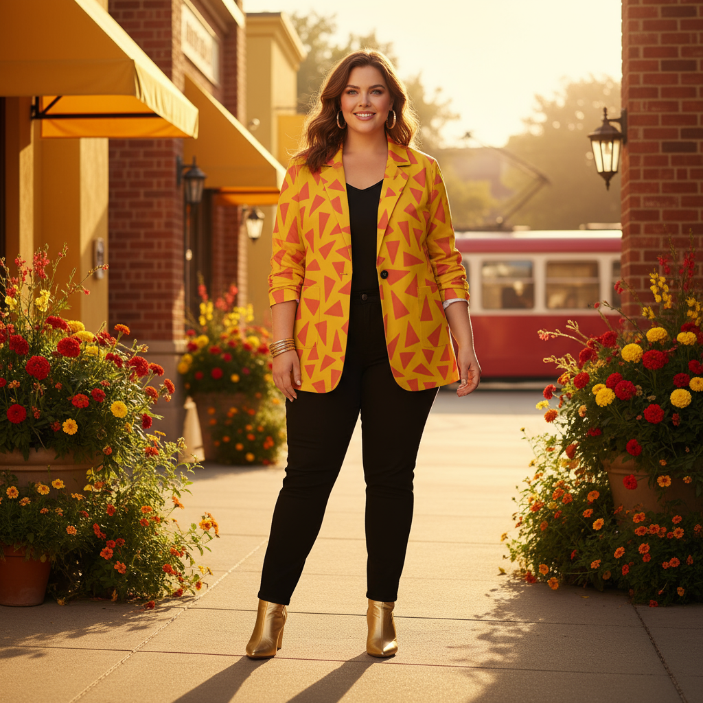 “Tangerine Tease” Women's Leisure Blazer | 245GSM Cotton