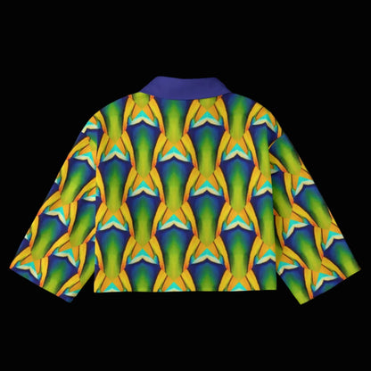 “Emerald Tide” Women's Cropped Jacket | 245GSM Cotton
