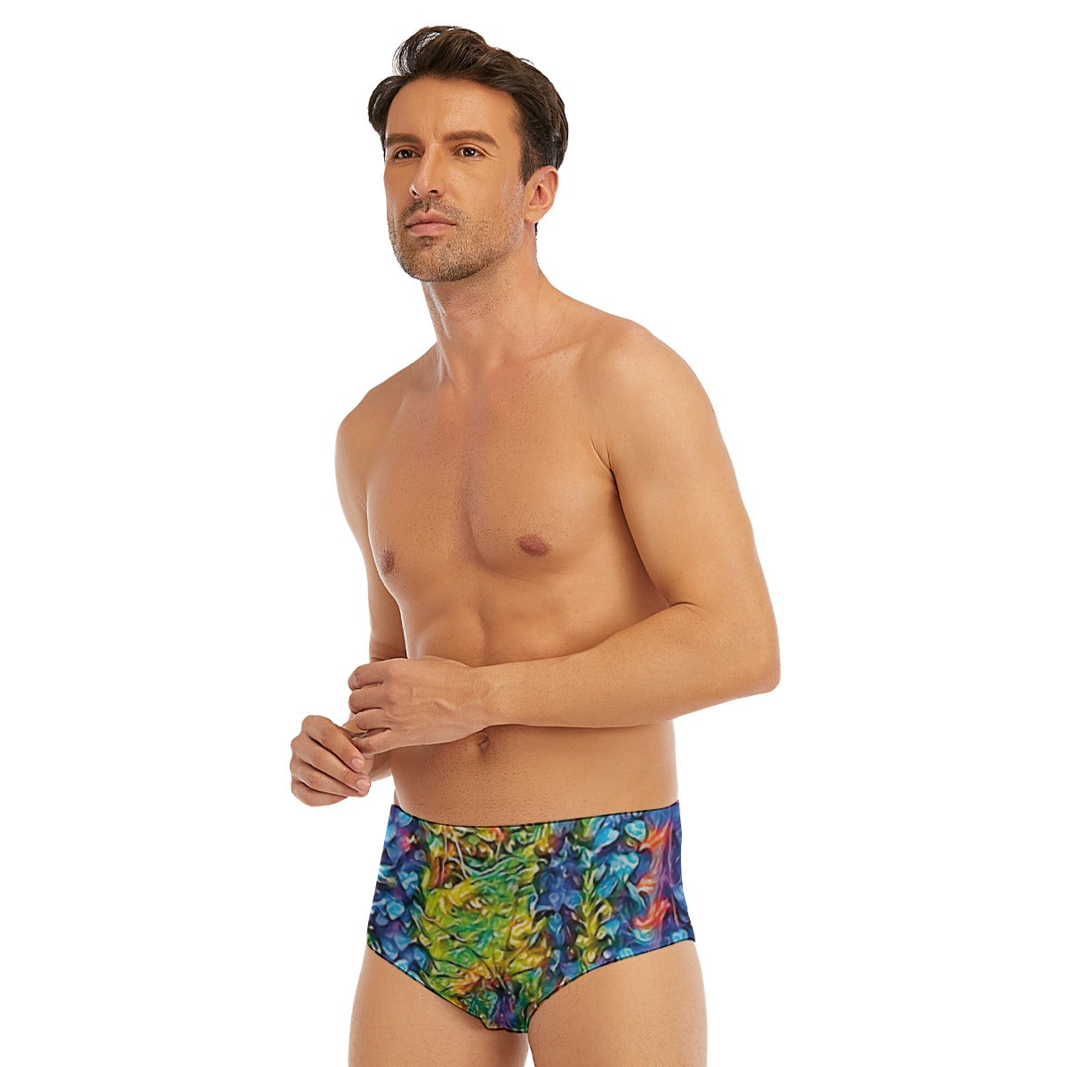 “Flouro Jungle” Men's Triangle Swim Trunks