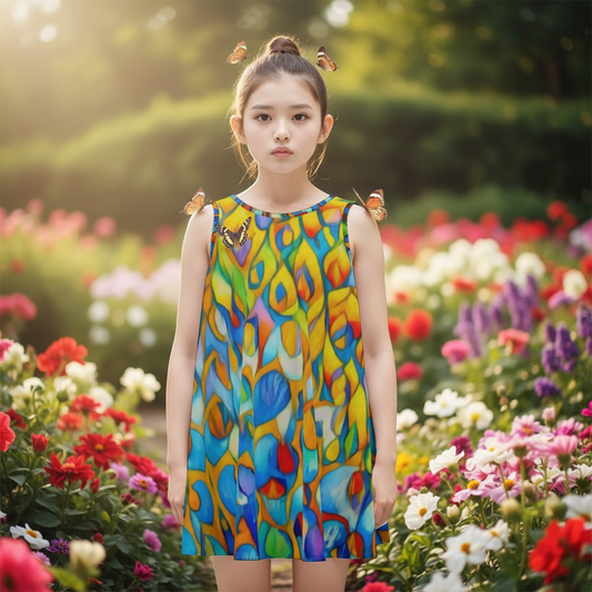 “Prism” Kid's Sleeveless Dress | 180GSM Cotton