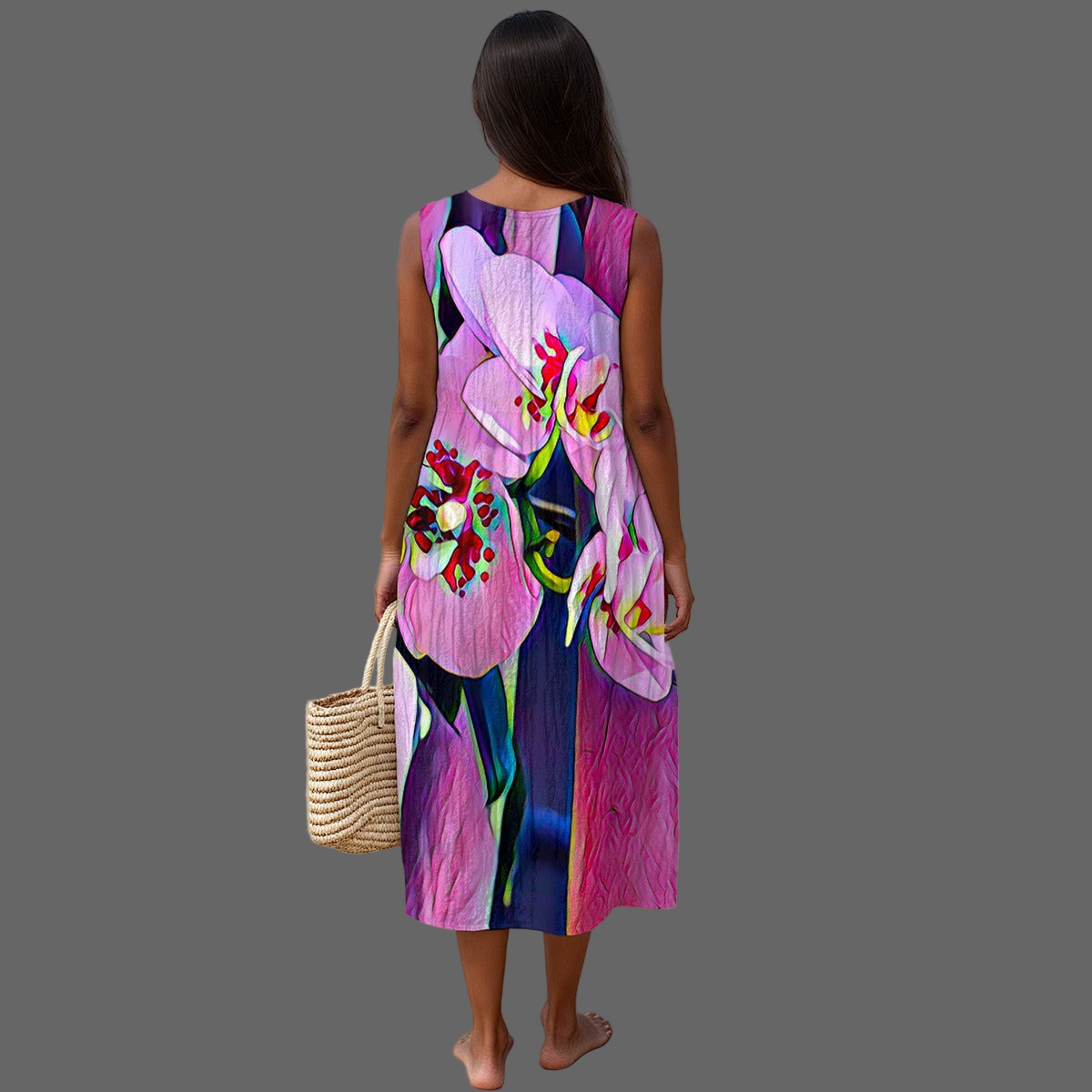 “Pink Orchid” Sleeveless Dress|125GSM Slub Cotton