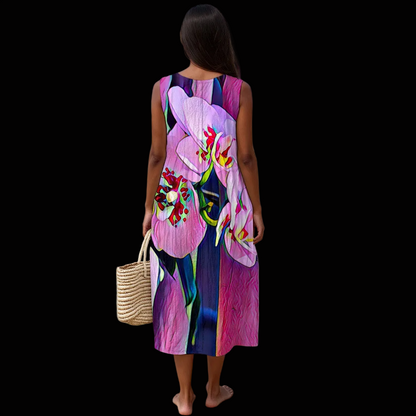 “Pink Orchid” Sleeveless Dress|125GSM Slub Cotton