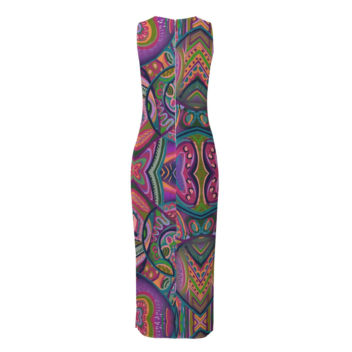 “Colour Burst”  Women's Beach Perspective Chiffon Sleeveless Dress