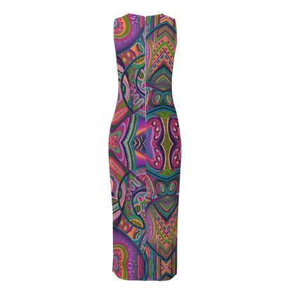 “Colour Burst”  Women's Beach Perspective Chiffon Sleeveless Dress
