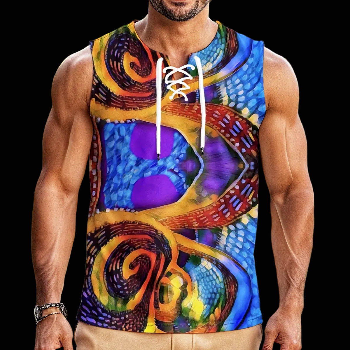 “Colour Vortex” Men's Tank Top With Drawstring