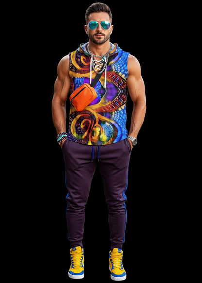 “Colour Vortex” Men's Tank Top With Drawstring