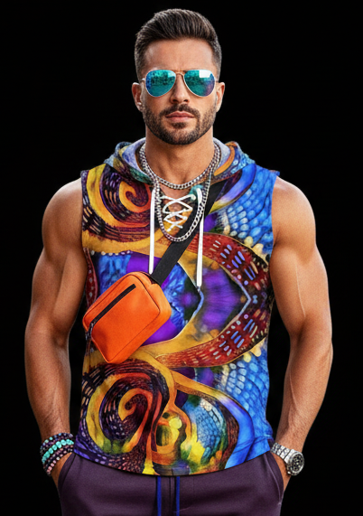 “Colour Vortex” Men's Tank Top With Drawstring