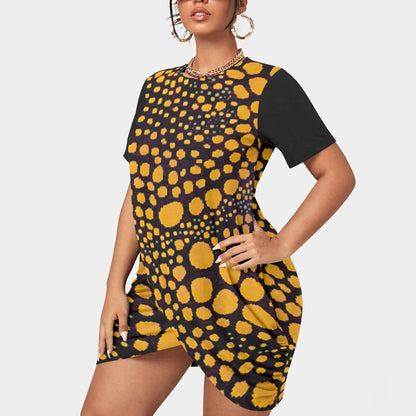 “Spot Me” Women’s Stacked Hem Dress With Short Sleeve（Plus Size）