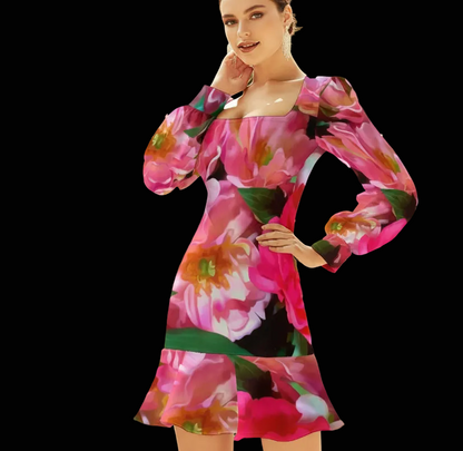 “Summer Blush” Women's Ruffle Hem Skinny Dress