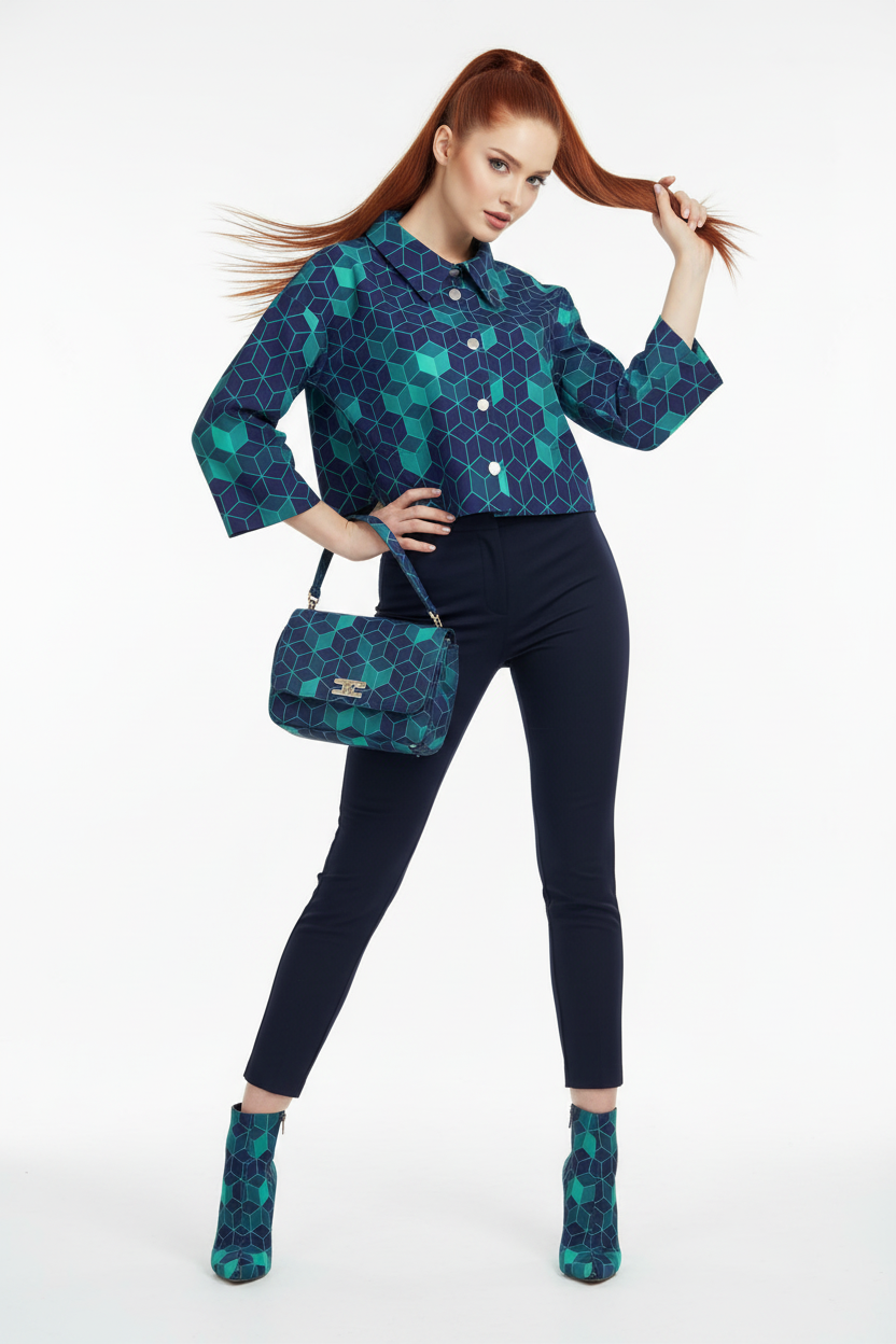 “Polyhedral” Women's Cropped Jacket | 245GSM Cotton